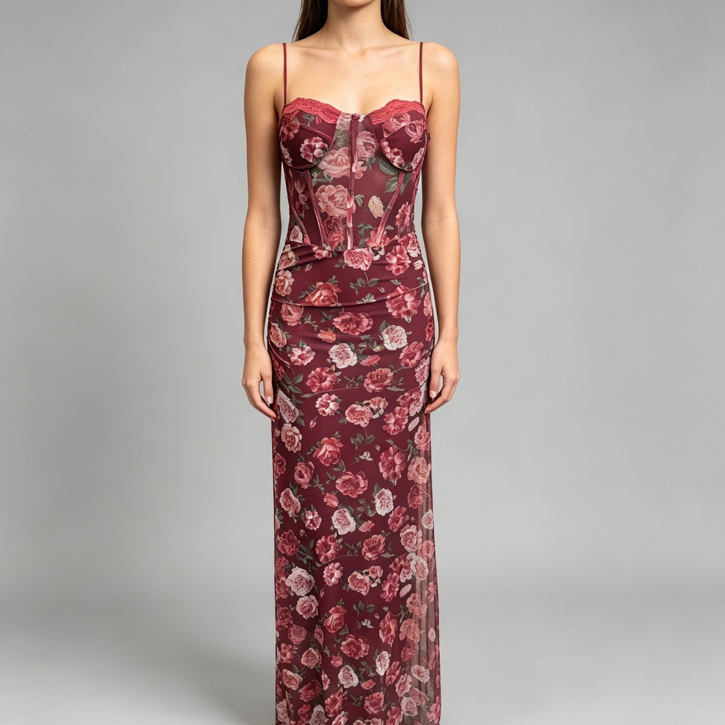Vestito lungo a corpetto trasparente - BERLY MODA