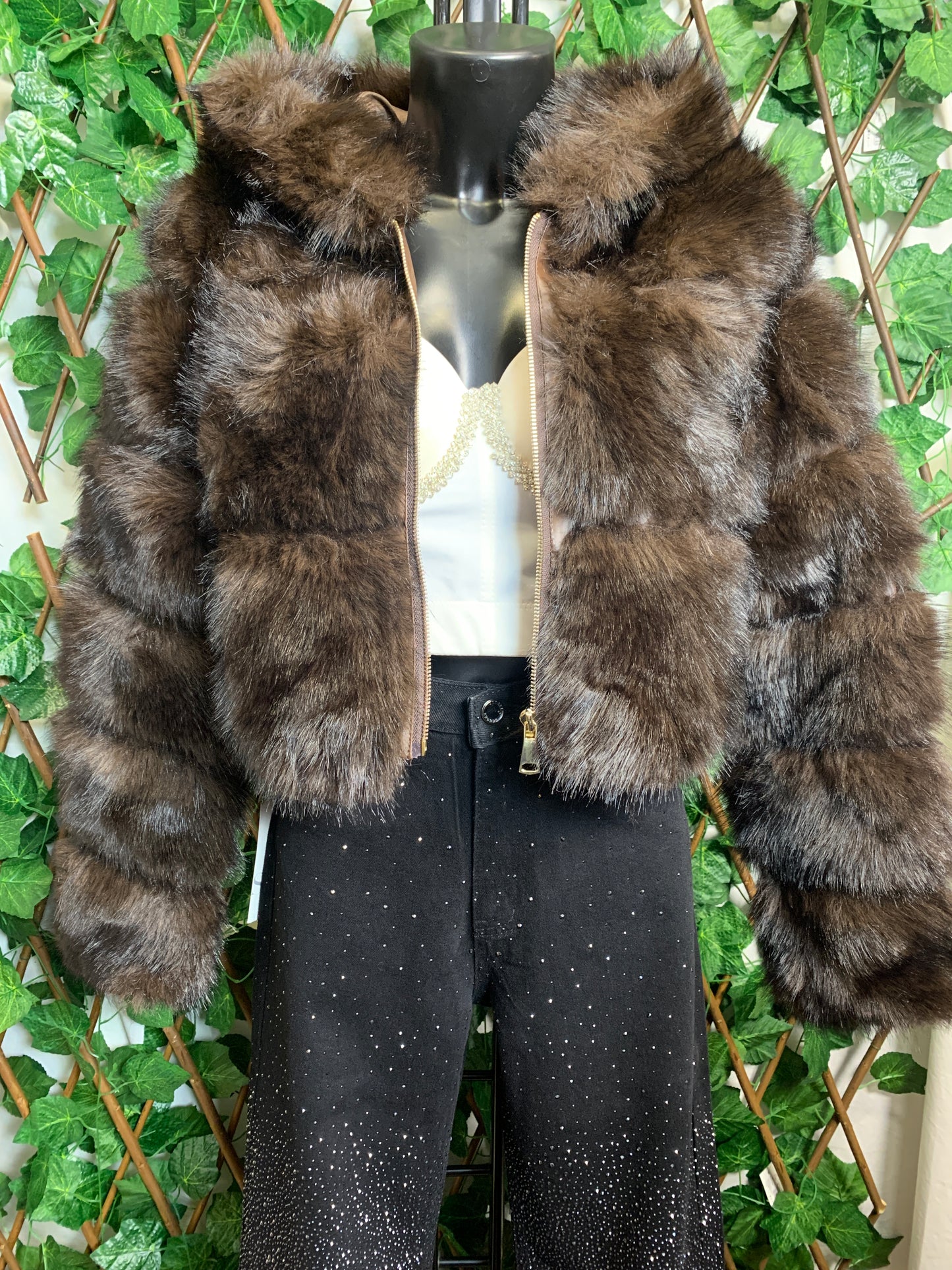 Short colored fur coat