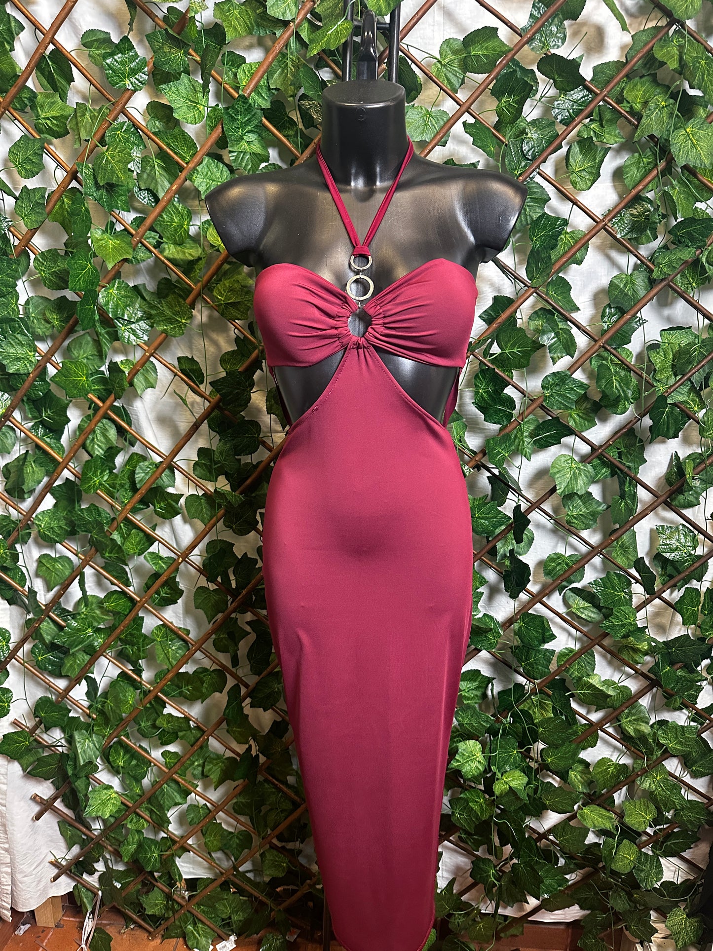 Dress with cut-out detail and silver circle detail and open back | one size