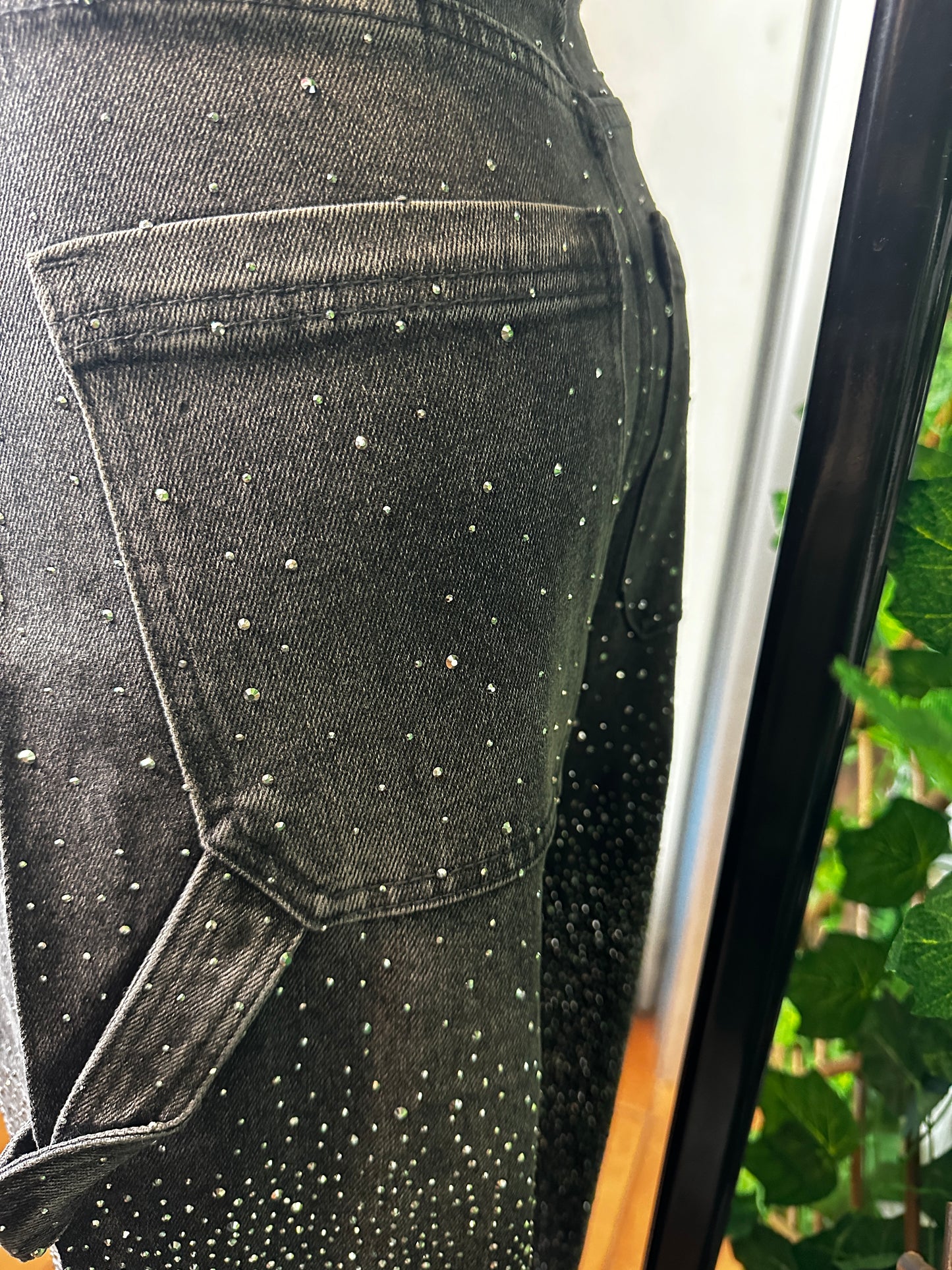 Glittery denim trousers