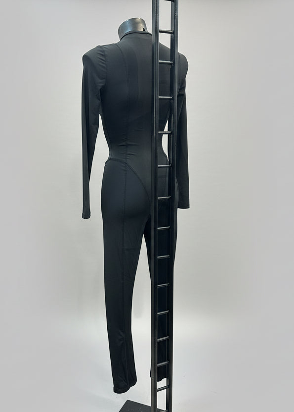 Tuta lungaJumpsuit Bodycon Total Black – Armatura di Classe