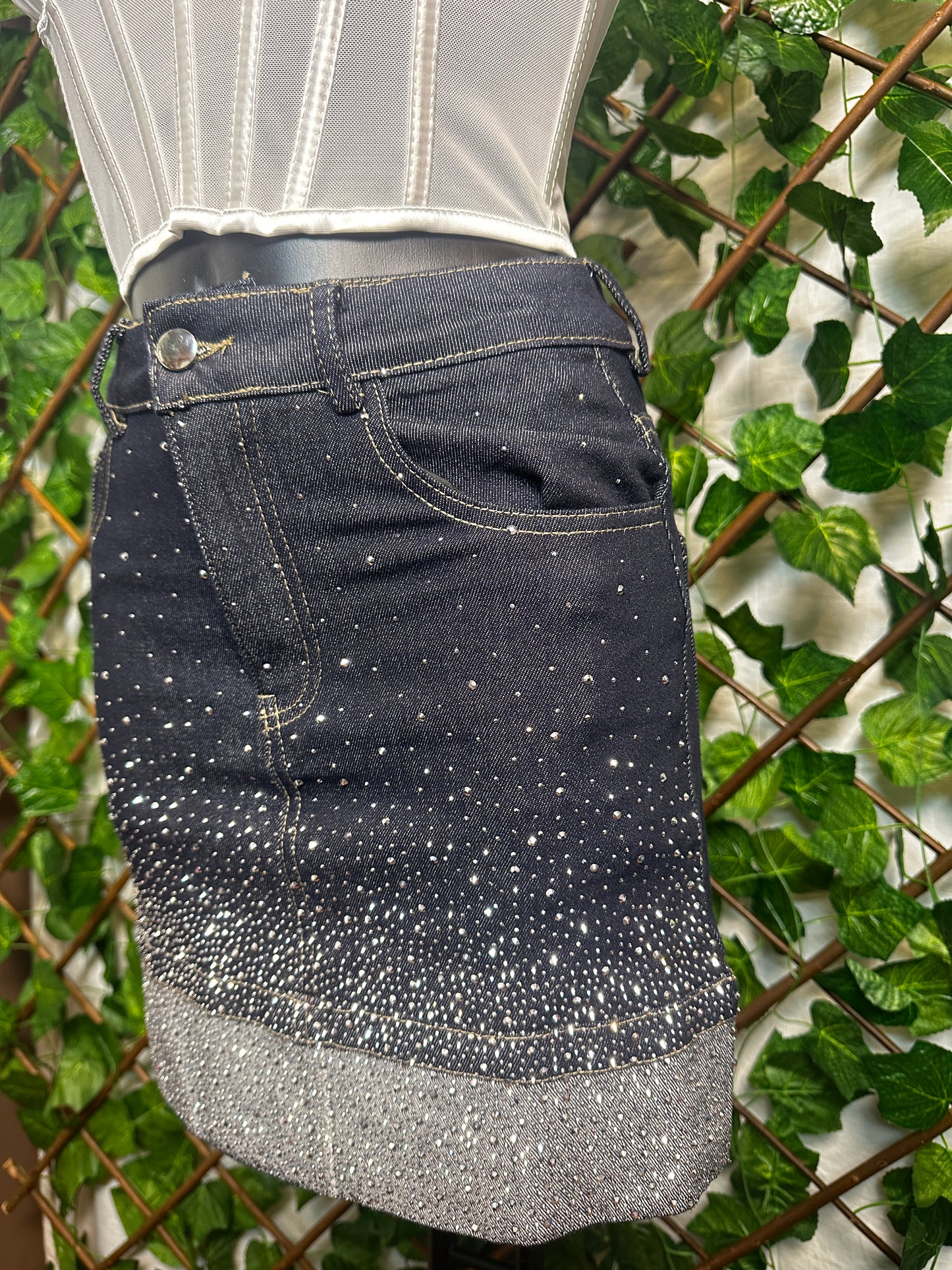 Gonna di jeans brillantinato