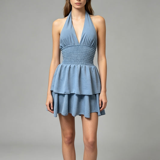 Vestito corto a balze