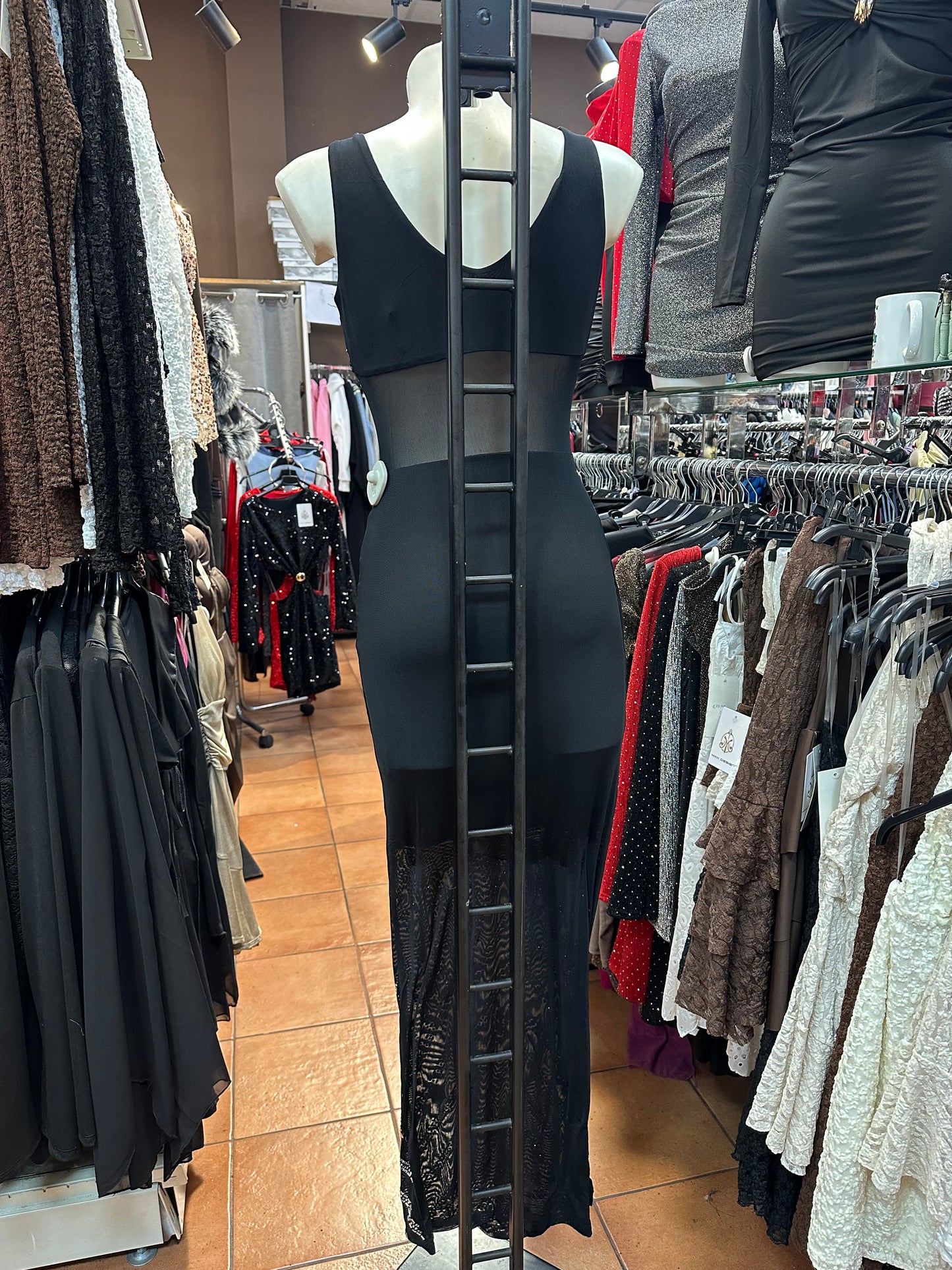 Abito lungo corpetto trasparente e strass – LUSSURIA VITTORIOSA