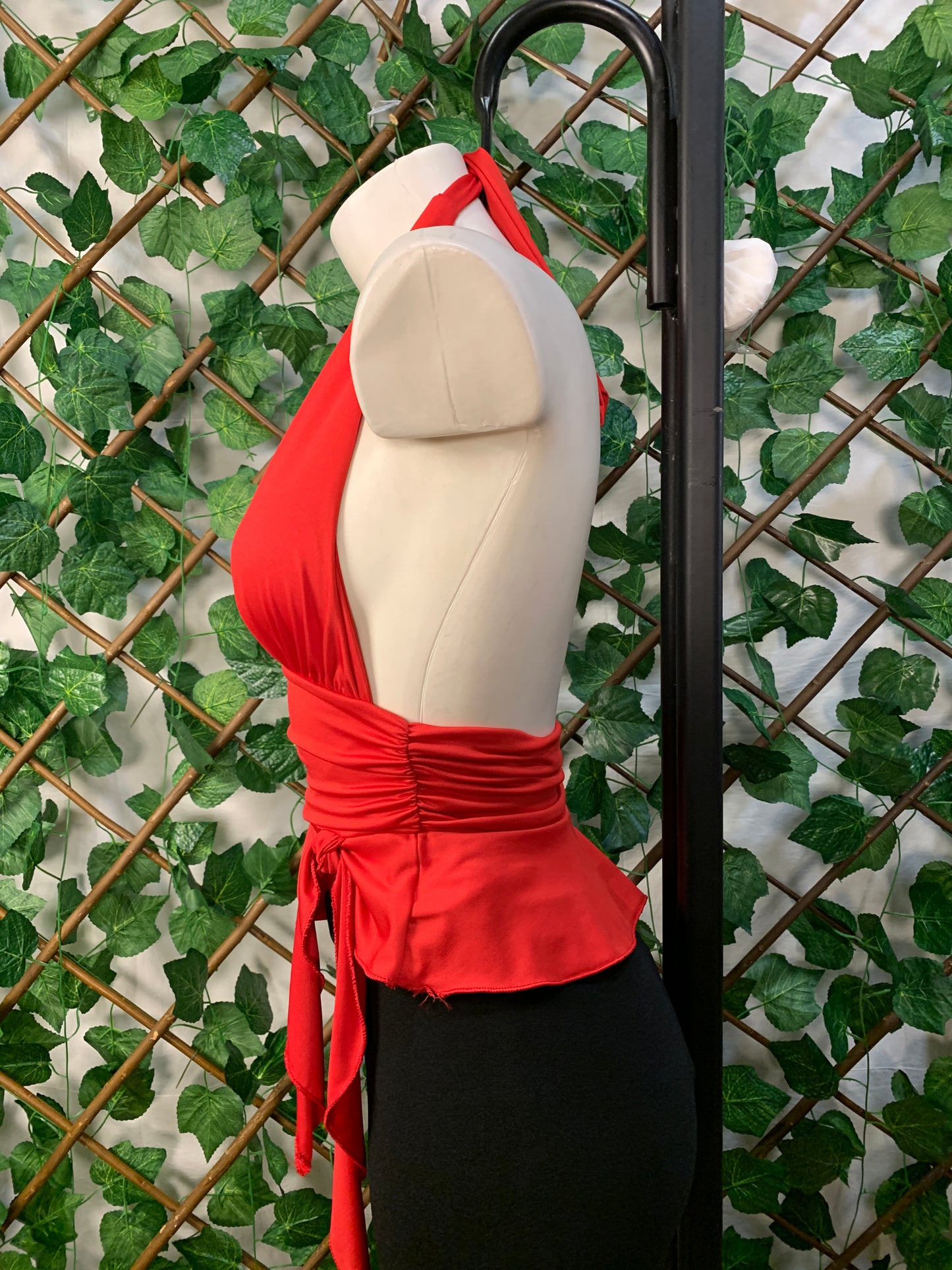 Deep-neck top with open back