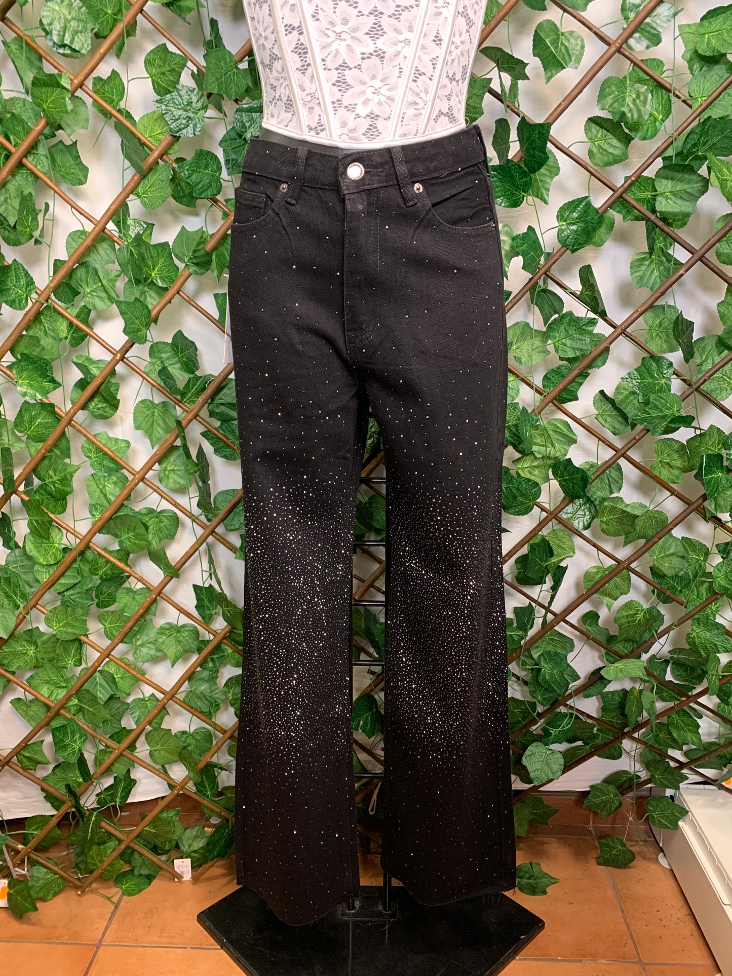 Jeans cascata brillantinata