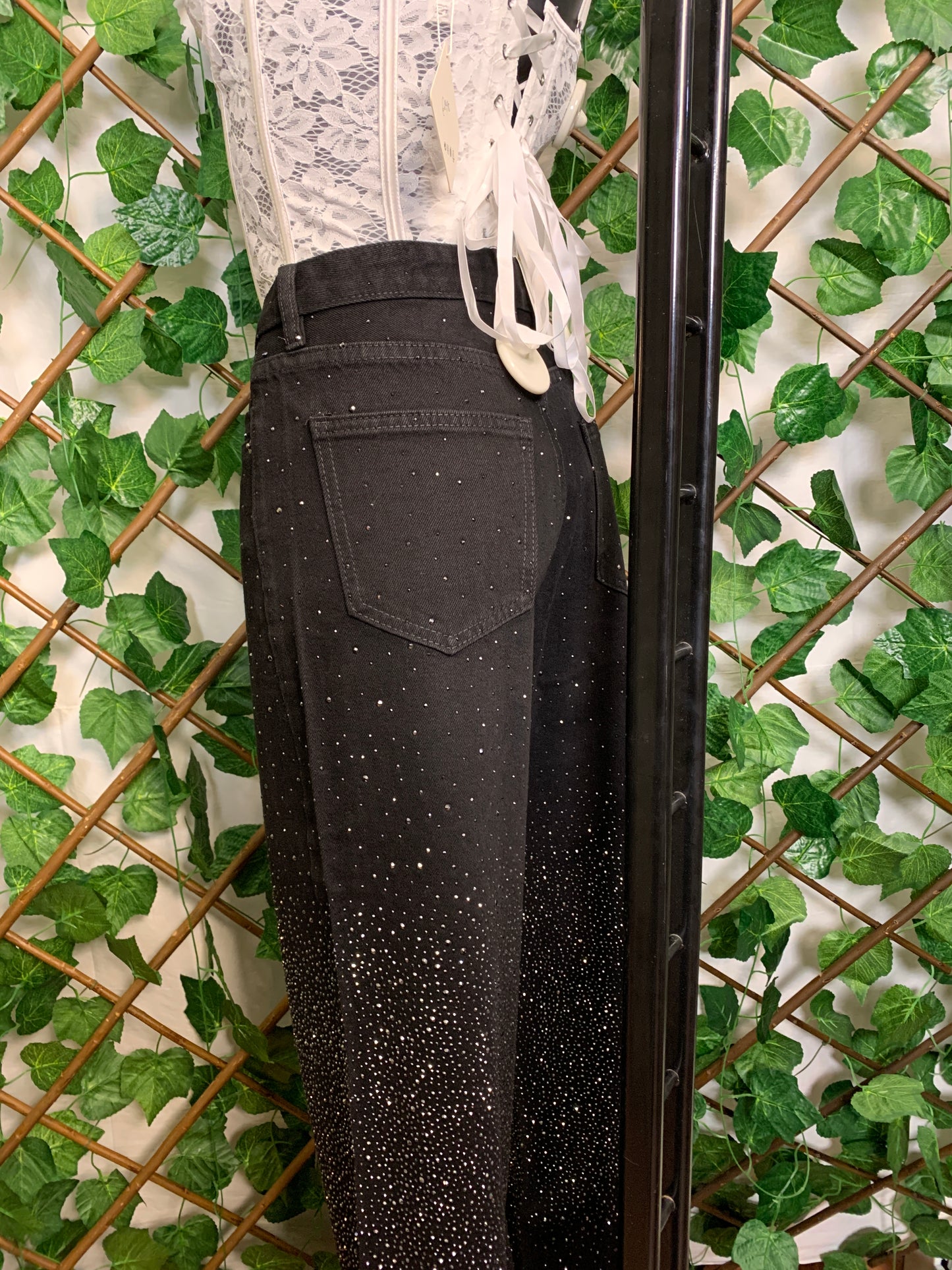 Jeans cascata brillantinata