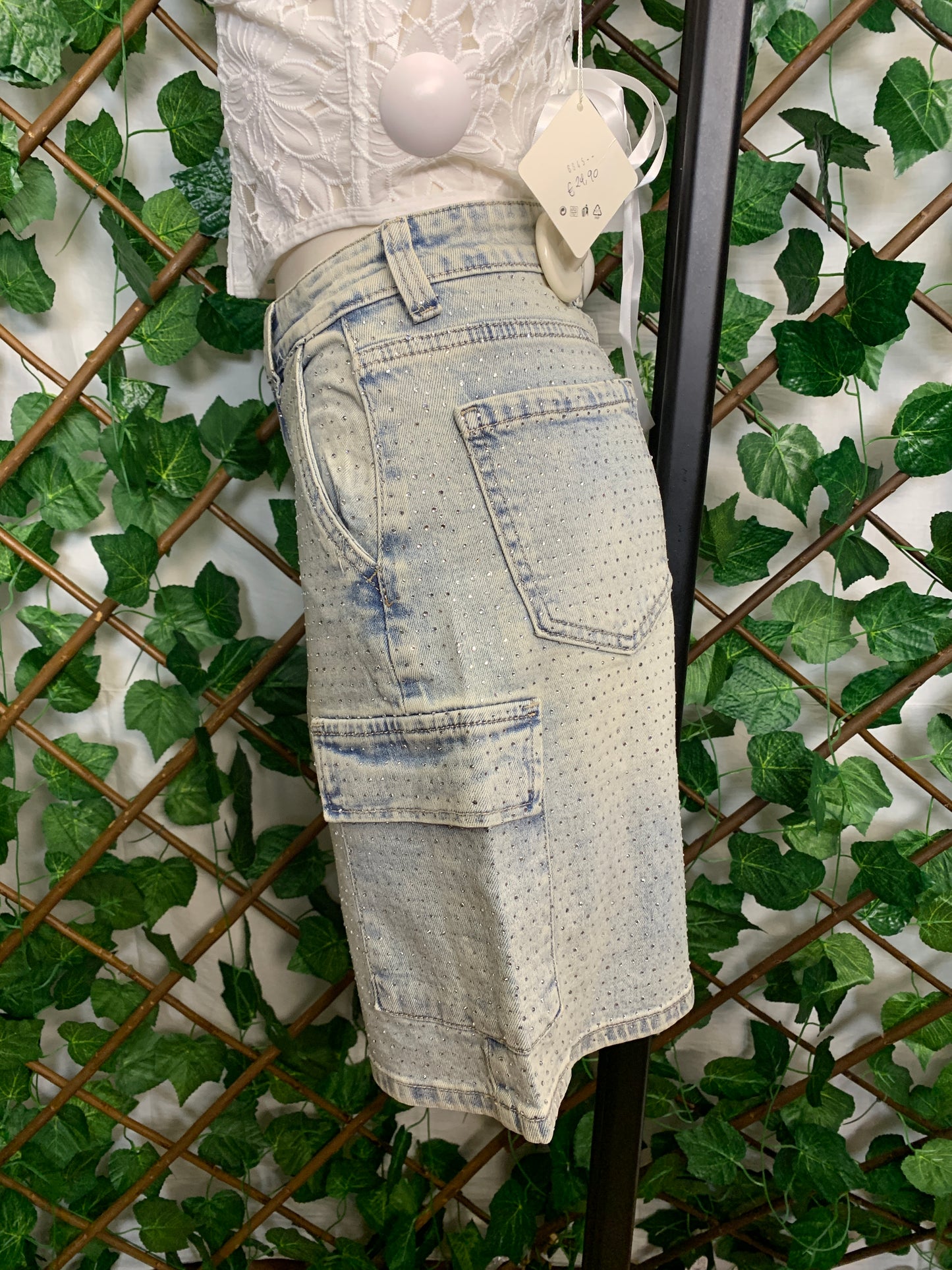 Bermuda Shorts in Shiny Denim