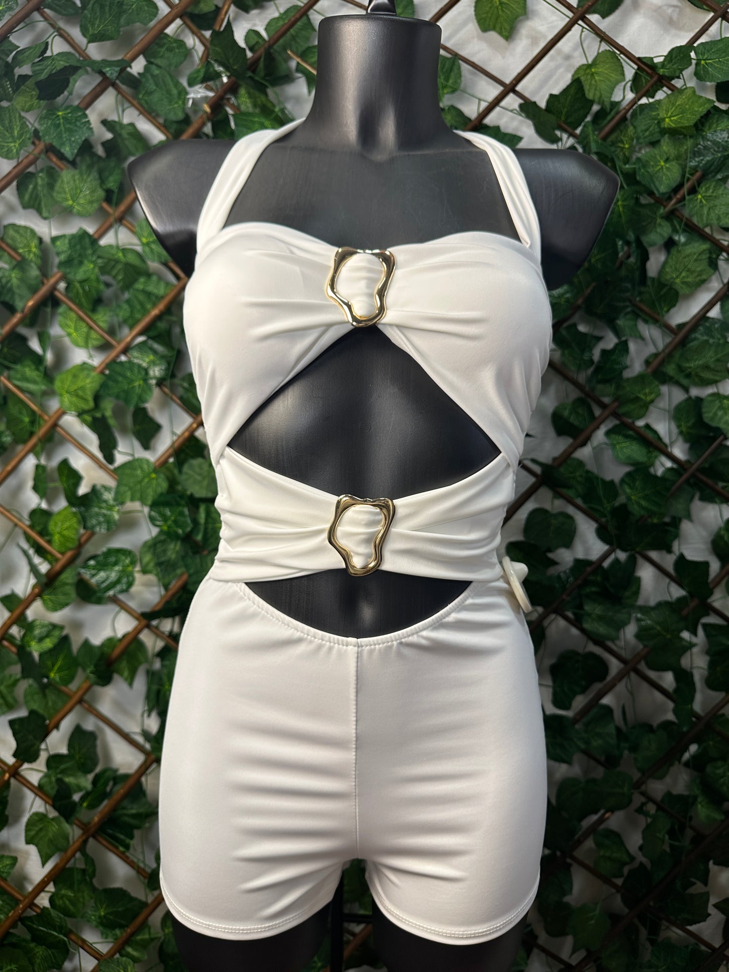 Jumpsuit Cut-Out con Fibbie Oro – Effetto Sculpt & Colori Bold | TU