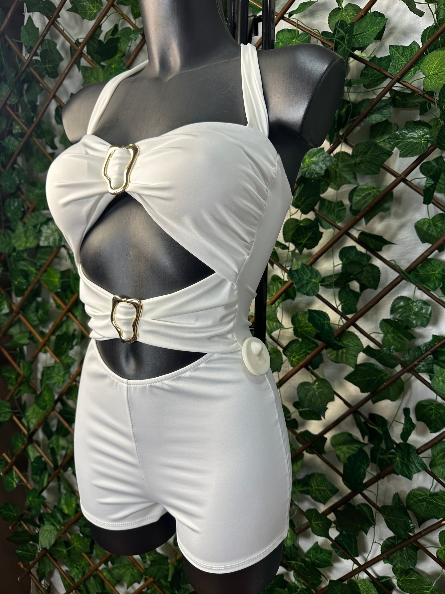 Jumpsuit Cut-Out con Fibbie Oro – Effetto Sculpt & Colori Bold | TU