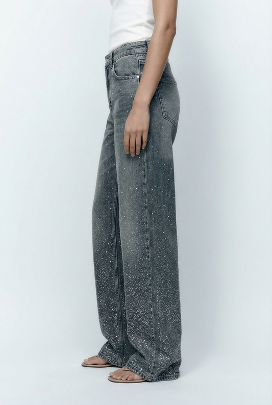 Jeans Wide Leg Grigio Polvere – Scintilla Urbana
