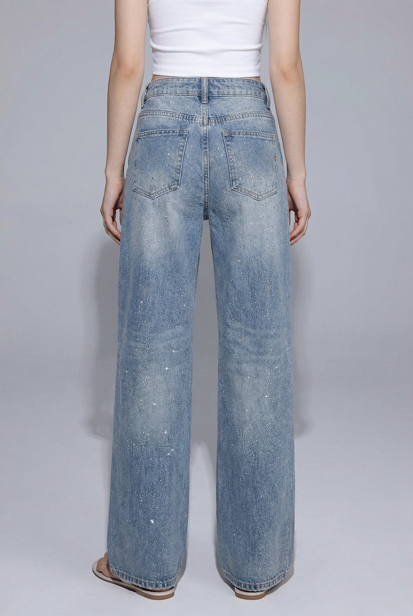 Jeans Wide Leg Scintillanti – Luce Liquida