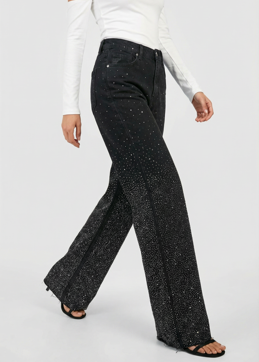 Jeans Wide Leg Brillantinati – Polvere di Stelle