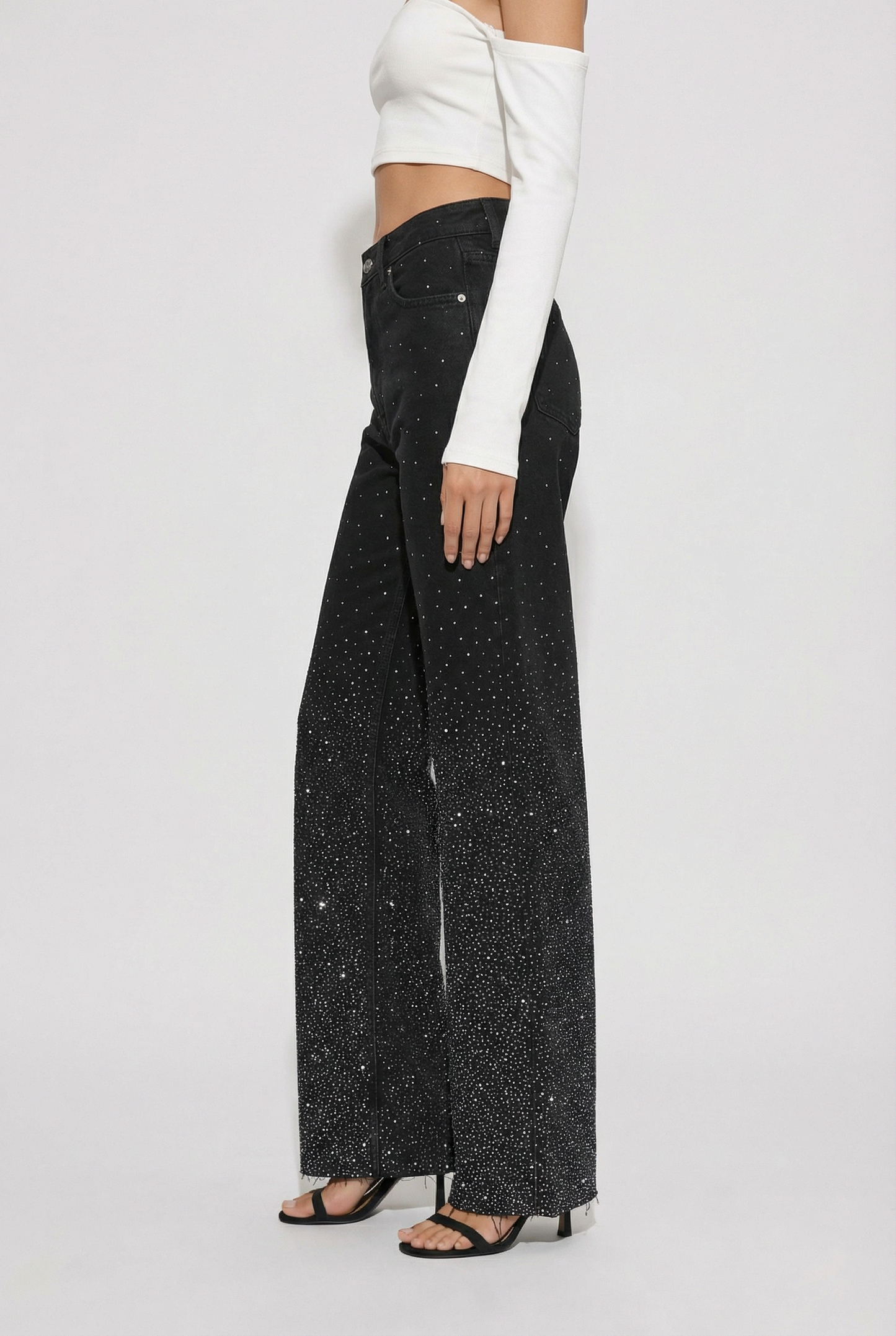 Jeans Wide Leg Brillantinati – Polvere di Stelle