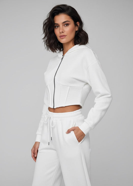 Tuta sportiva cropped con corsetto e joggers โ LIBERTร RIBELLE ๐โก๏ธ