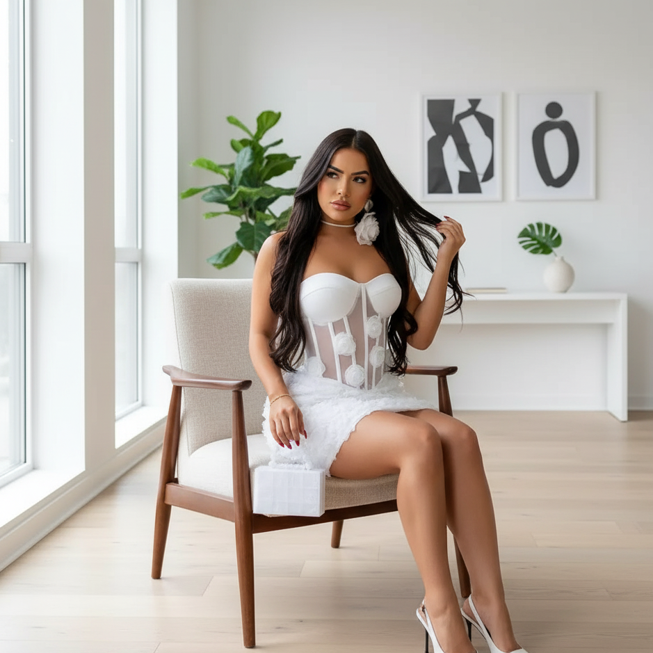 Short transparent dress with flowers