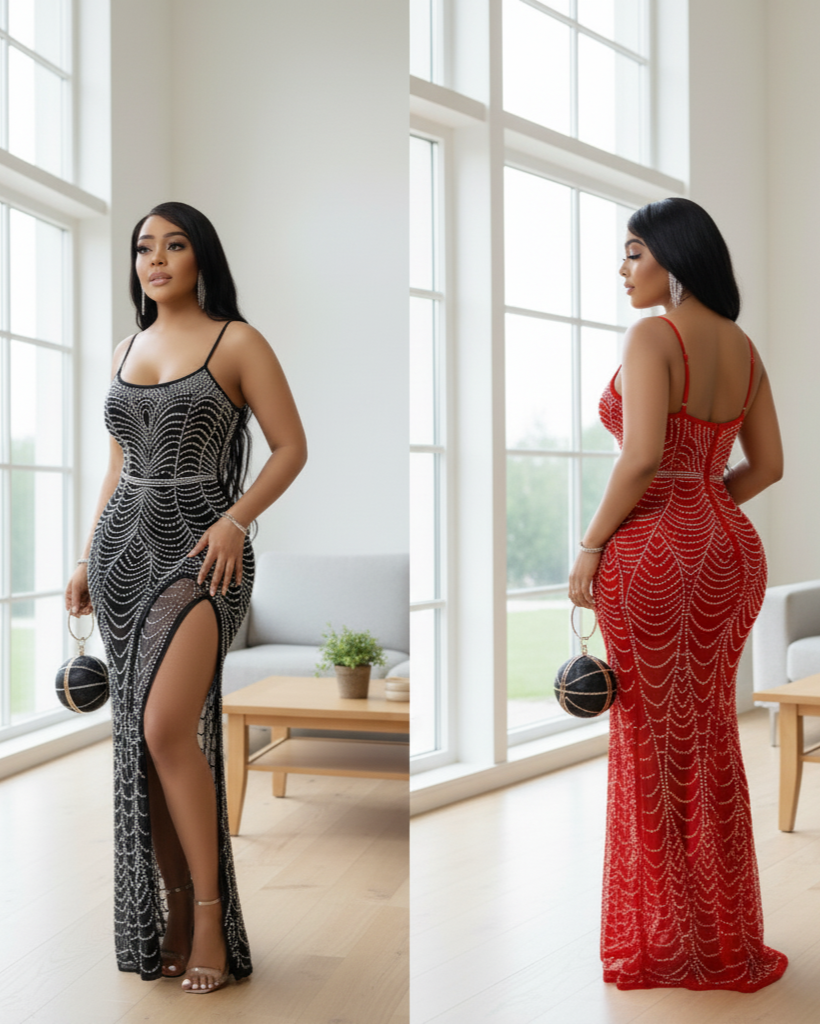 Elegant dress with rhinestones