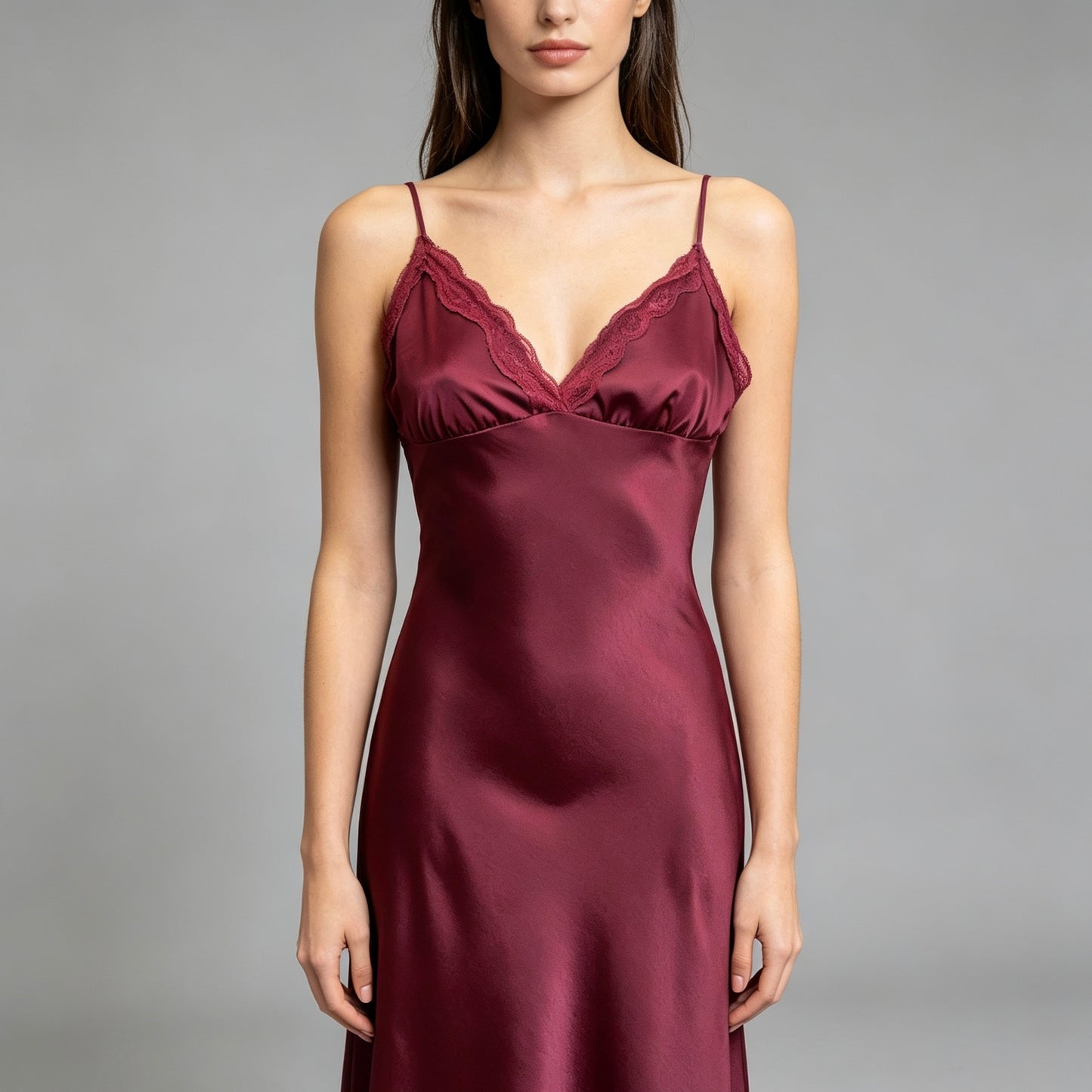 Vestito lungo con dettaglio in pizzo - BERLY MODA 