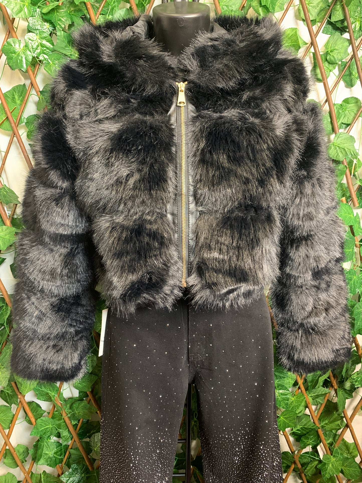 Short colored fur coat