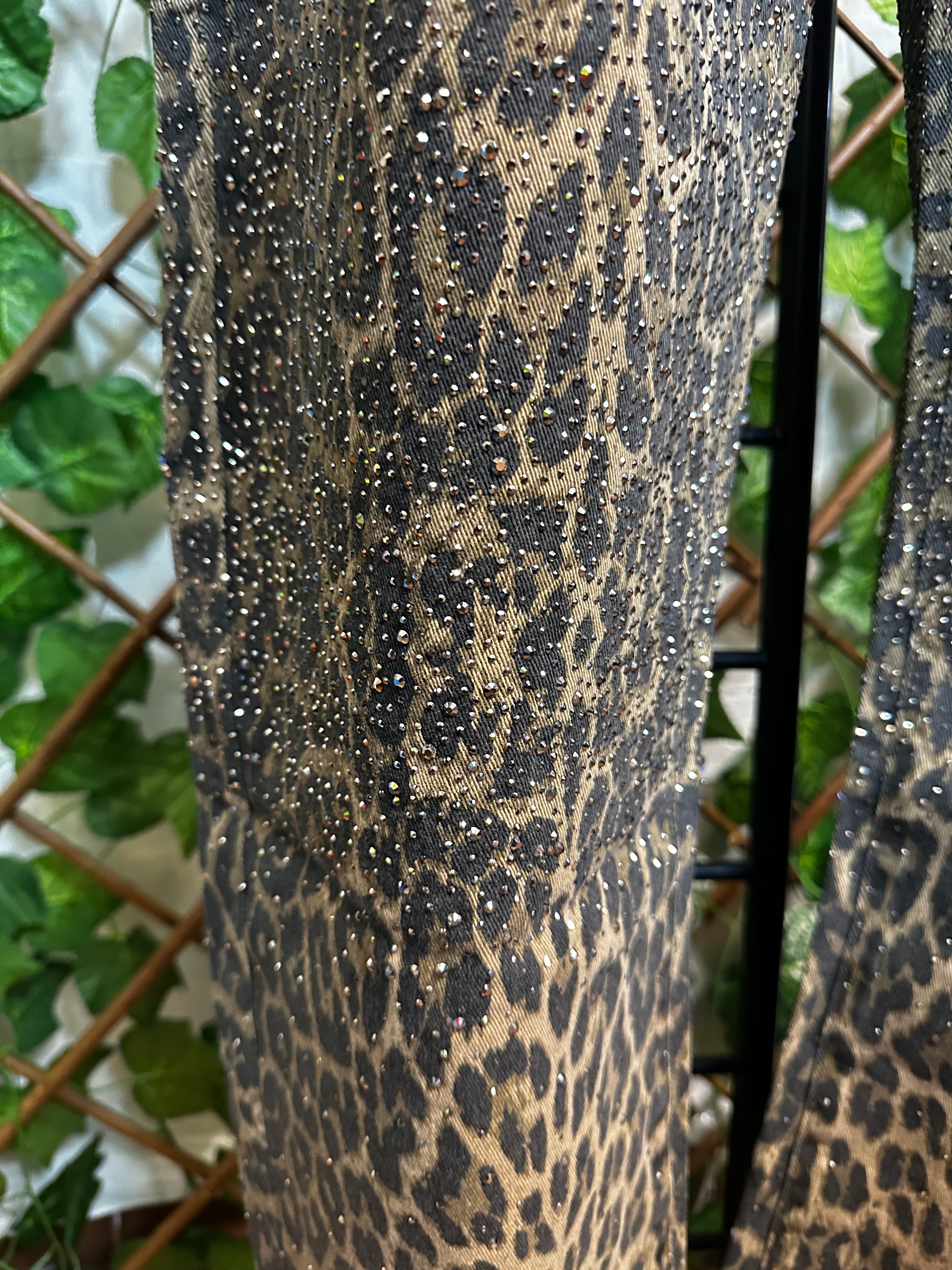 Jeans leopardato brillantinato