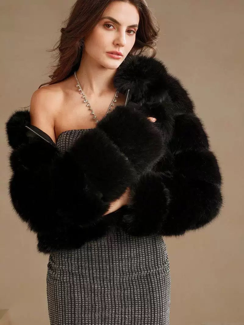 Short colored fur coat