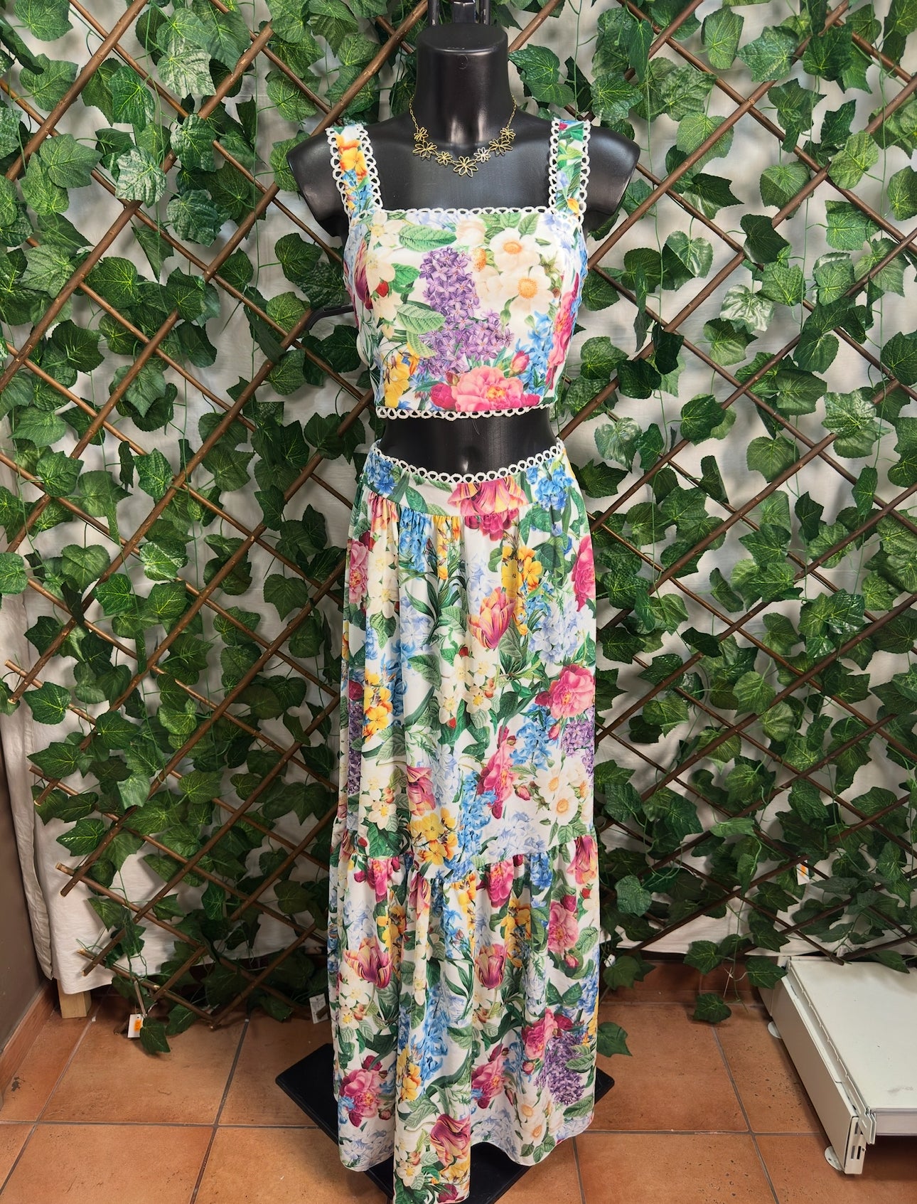 Completo Top e Gonna lunga con stampa floreale