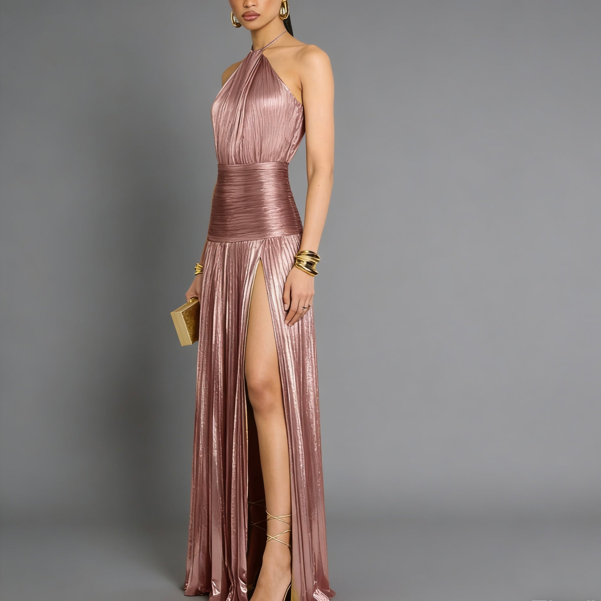 Vestito lungo con spacco - BERLY MODA 