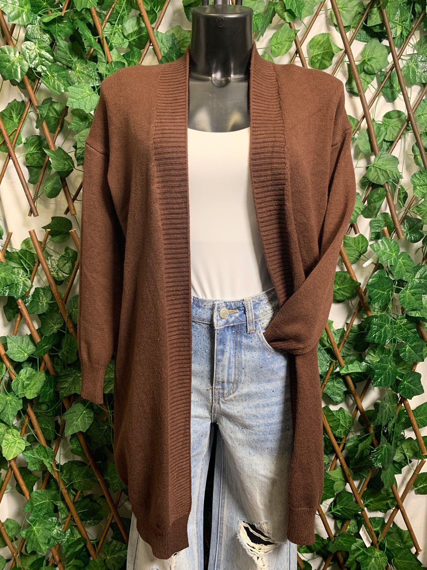 Cardigan lunga senza tasca