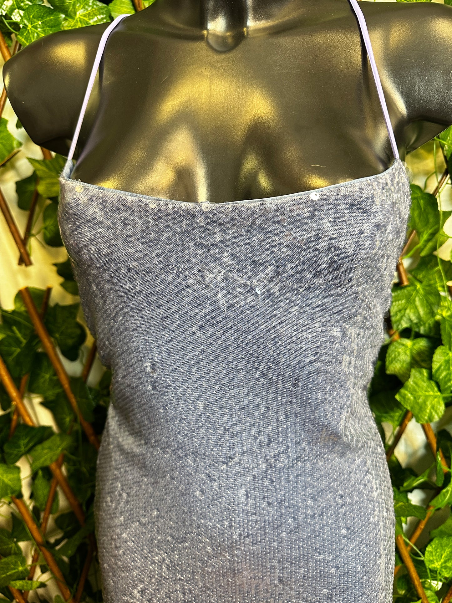 Vestito lungo in paillettes con la schiena scoperta | taglia unica