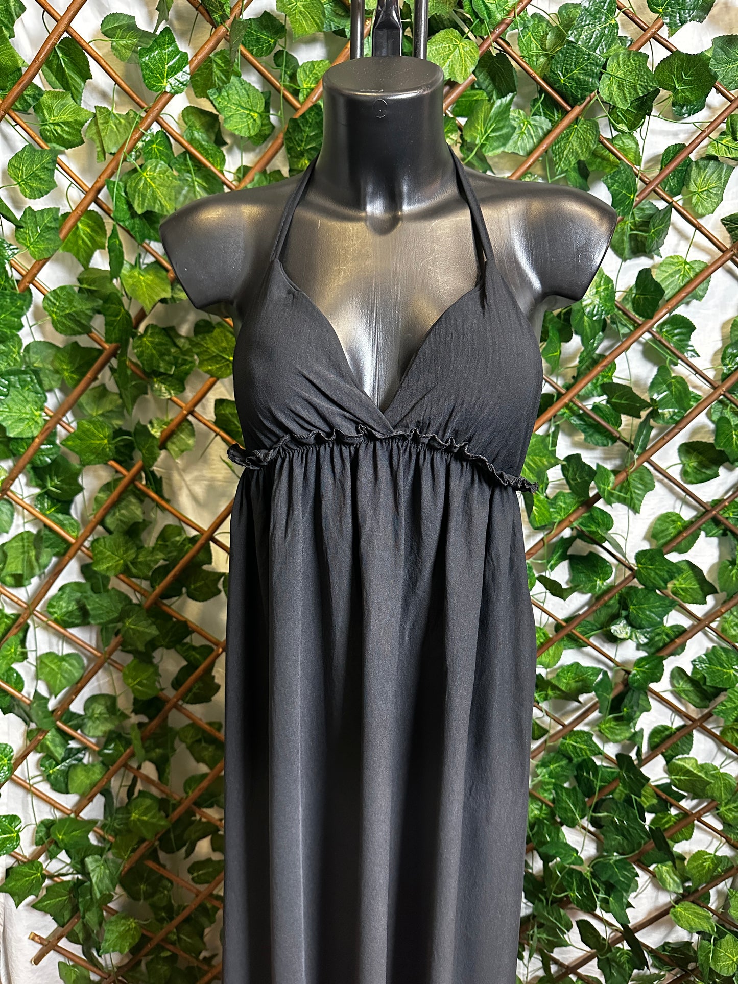 Vestito lungo estivo con la scollatura profonda schiena scoperta (con coppe dentro) | taglia unica