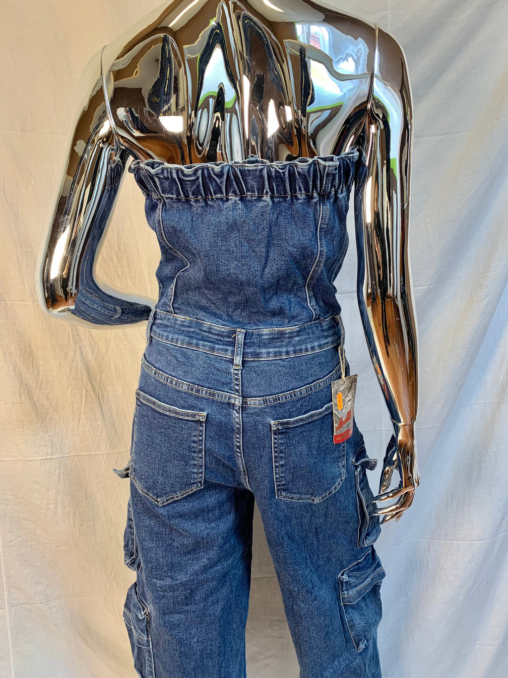 Tuta intera jeans scuro con tasche