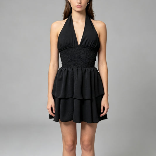 Vestito corto a balze