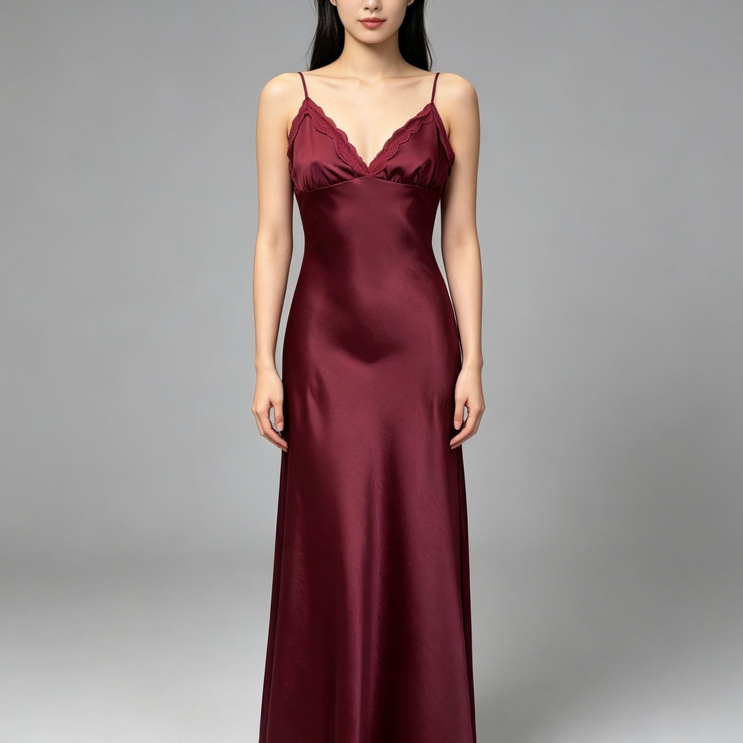 Vestito lungo con dettaglio in pizzo - BERLY MODA 