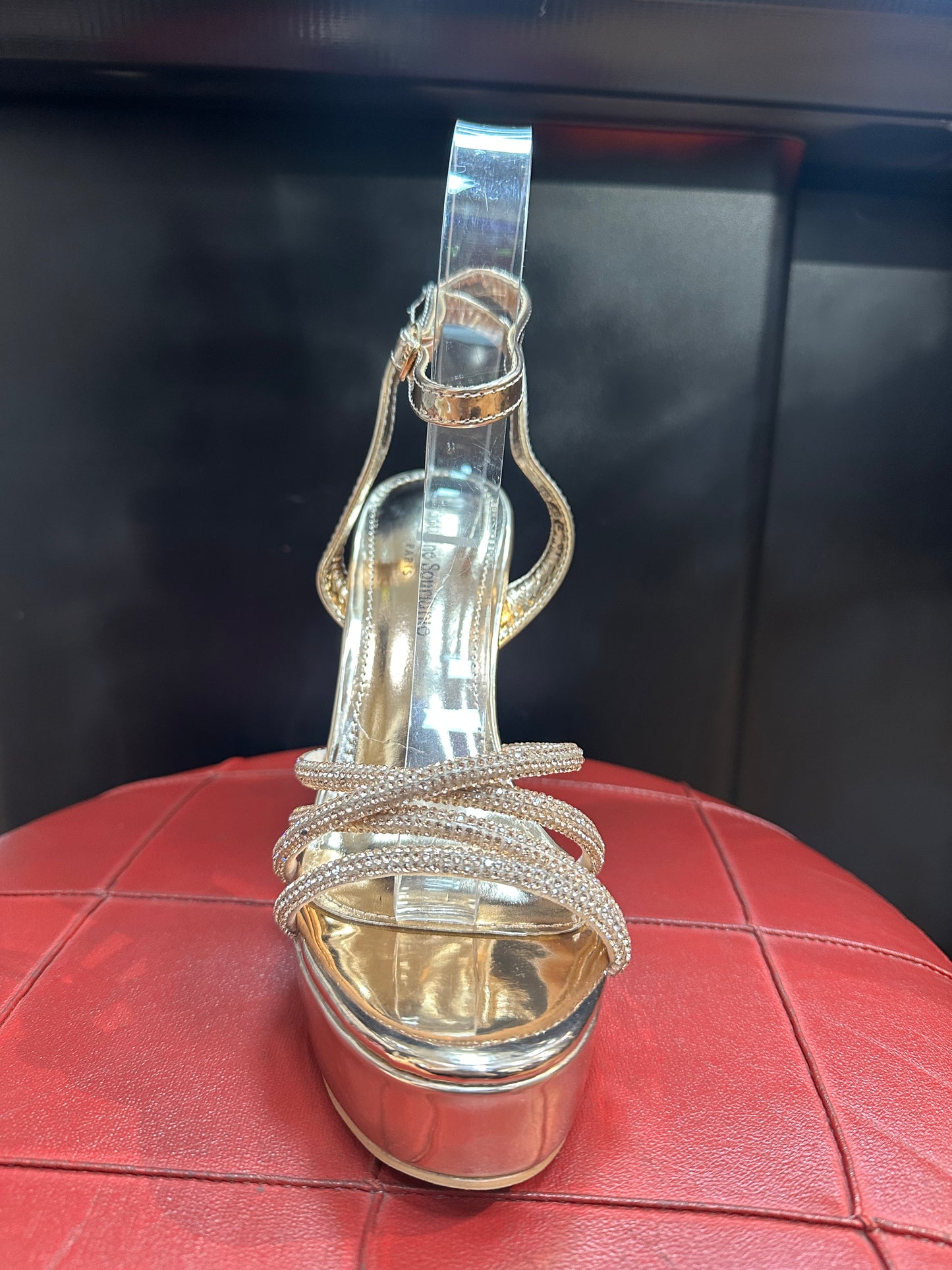 Sandali plateau con strass e tacco a blocco – SCINTILLA REGNANTE