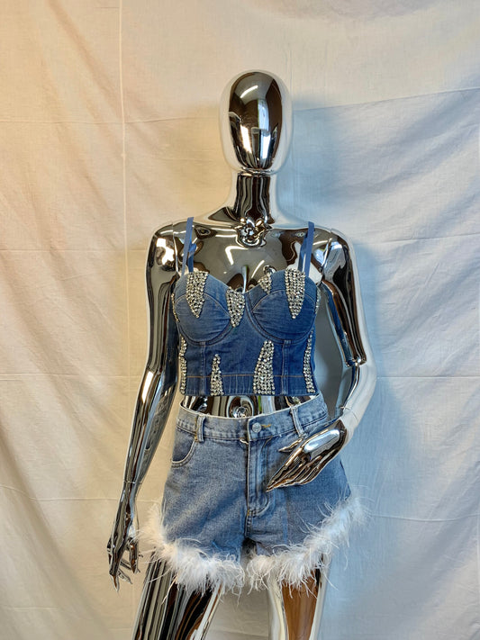 PRIMAVERA 2024 | Top a corsetto denim con strass