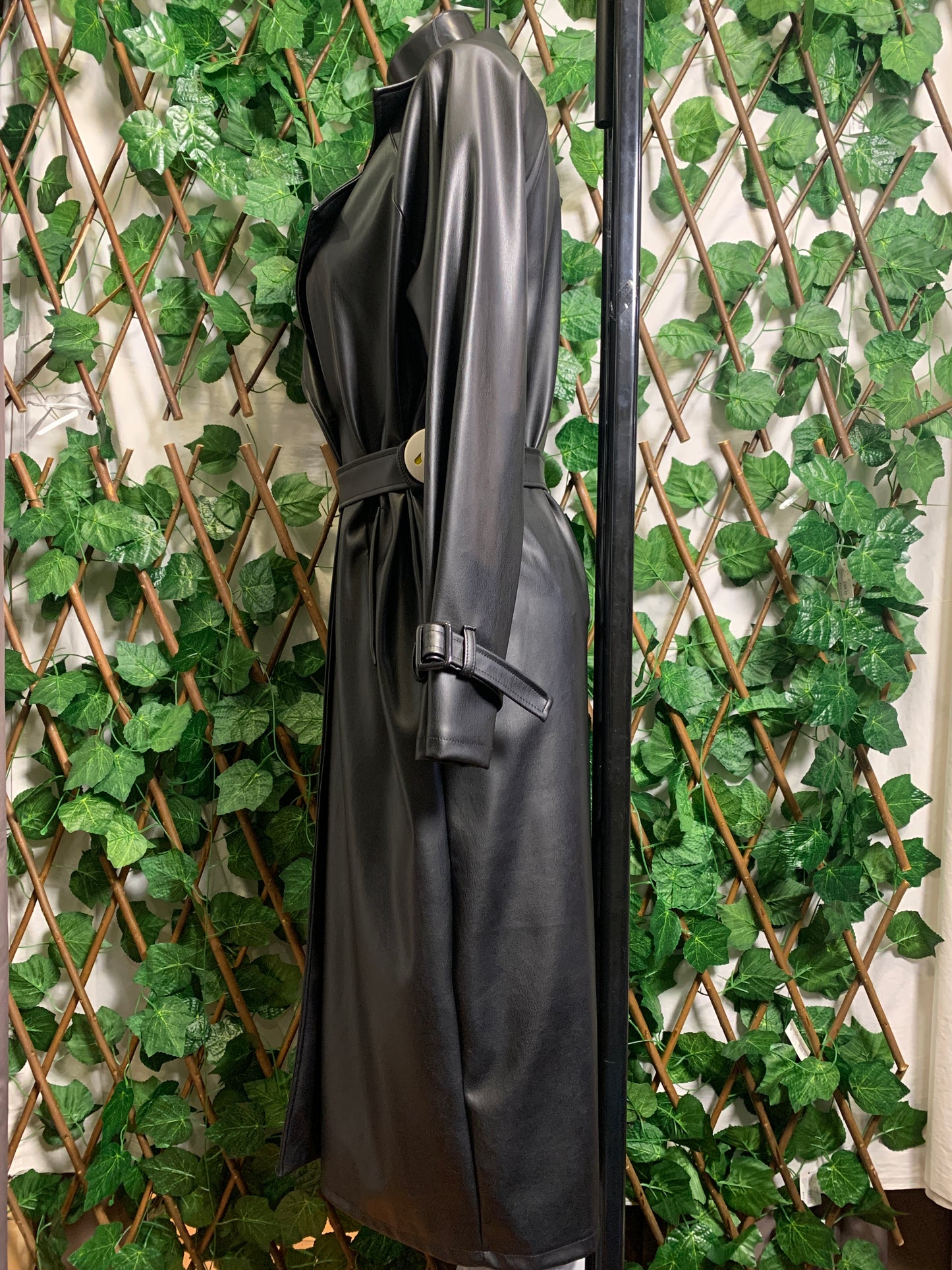 Giacca lunga in ecopelle