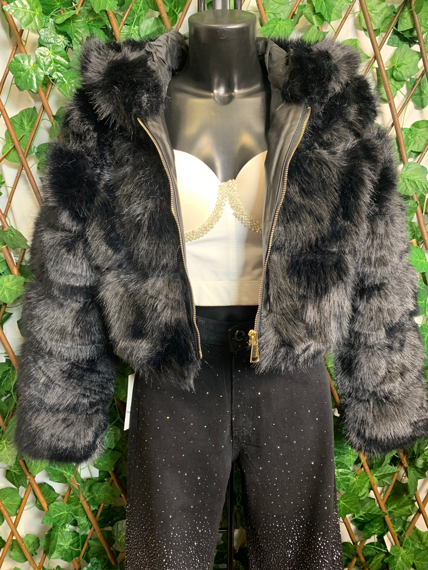 Short colored fur coat