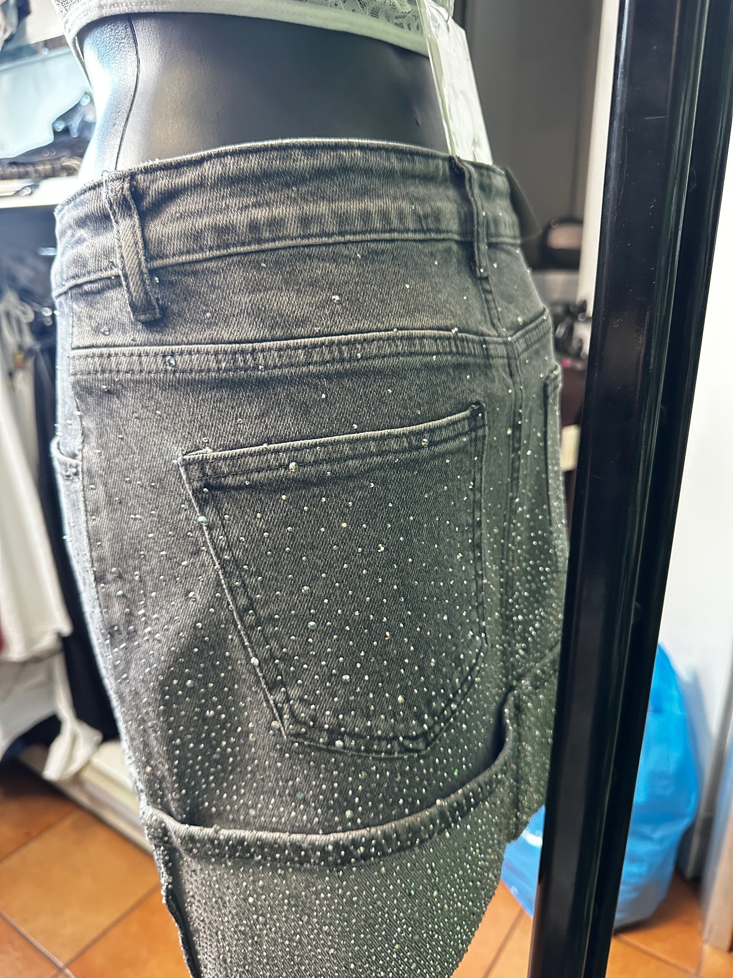 Bright grey denim skirt