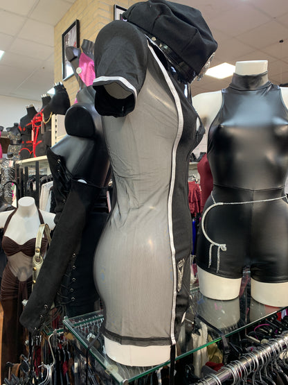 🖤 Completo costume “Police” con inserti trasparenti – ARRESTO GARANTITO