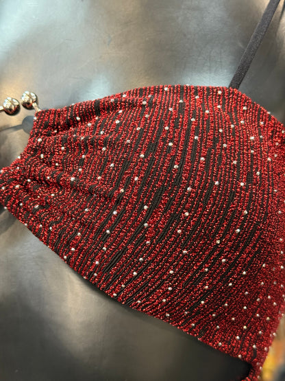 Mini-abito aderente cut-out con drappeggio e strass – CRIMINE PASSIONALE ❤️‍🔥💎