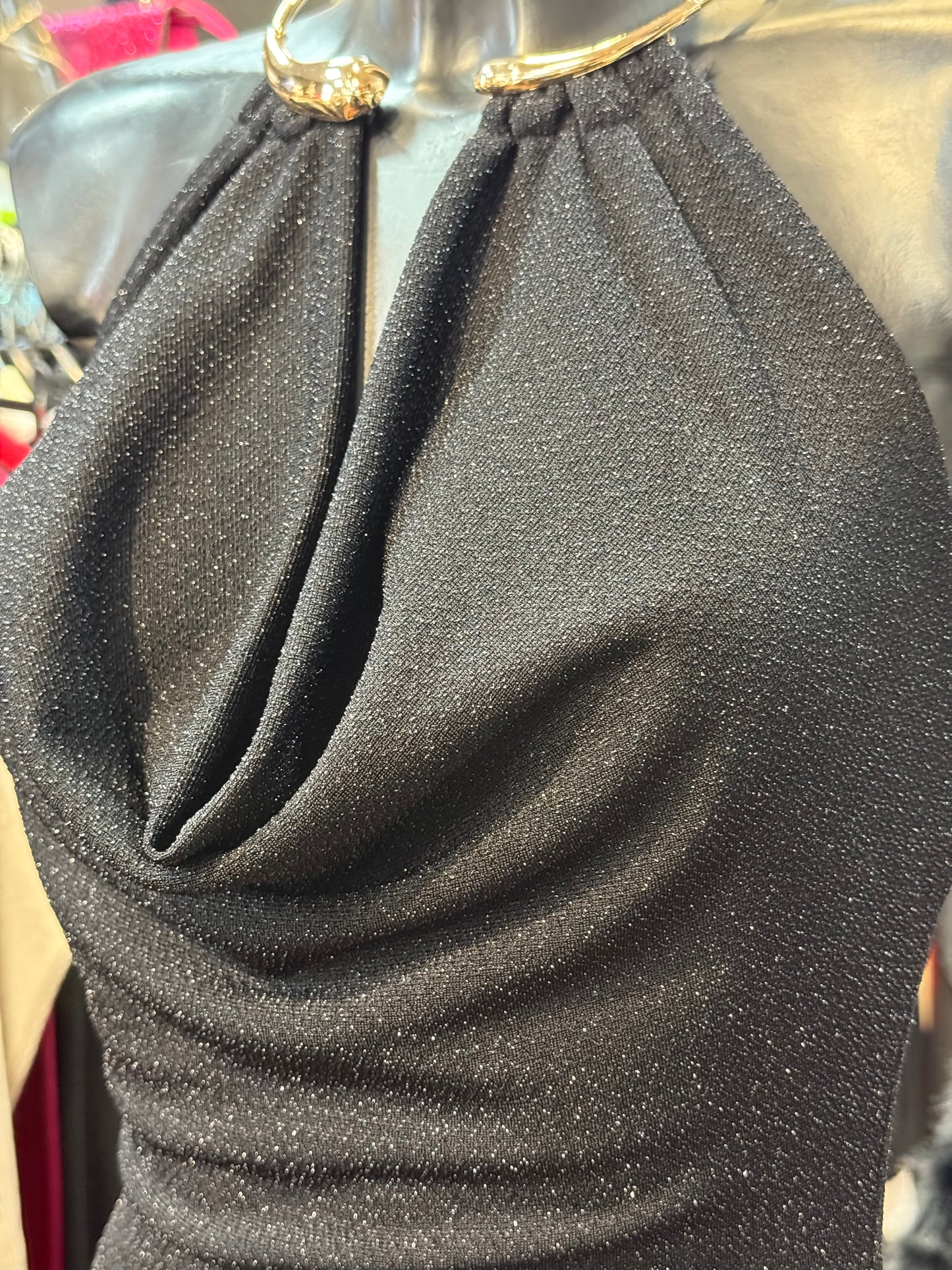 Glitter Halter Mini Dress with Necklace Detail – LIQUID LIGHT ✨🖤