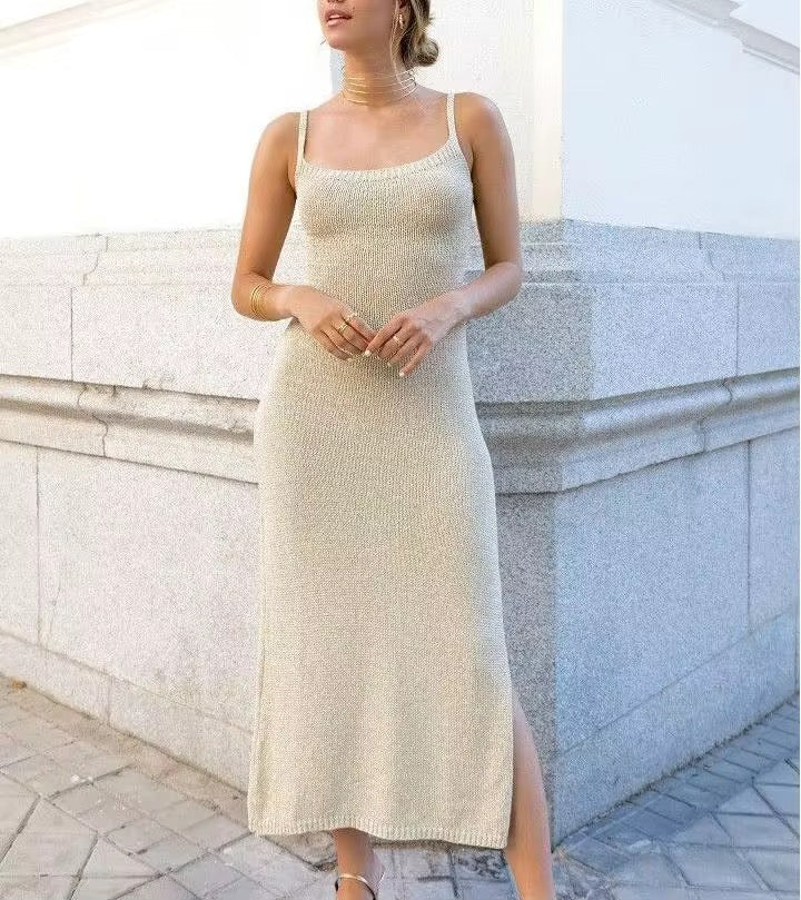 Long summer dress with open back | one size
