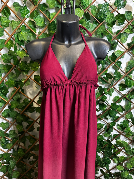 Vestito lungo estivo con la scollatura profonda schiena scoperta (con coppe dentro) | taglia unica