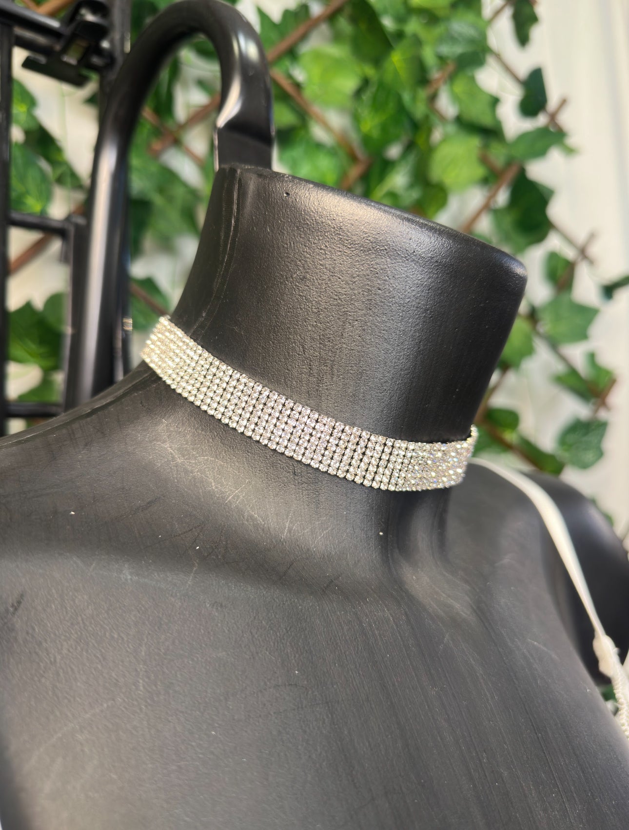 Wide silver necklace