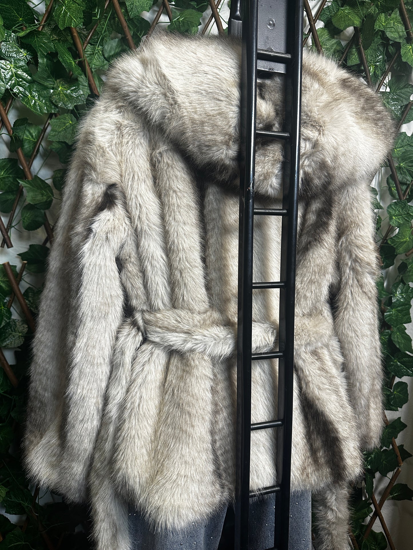 Fur jacket with hood