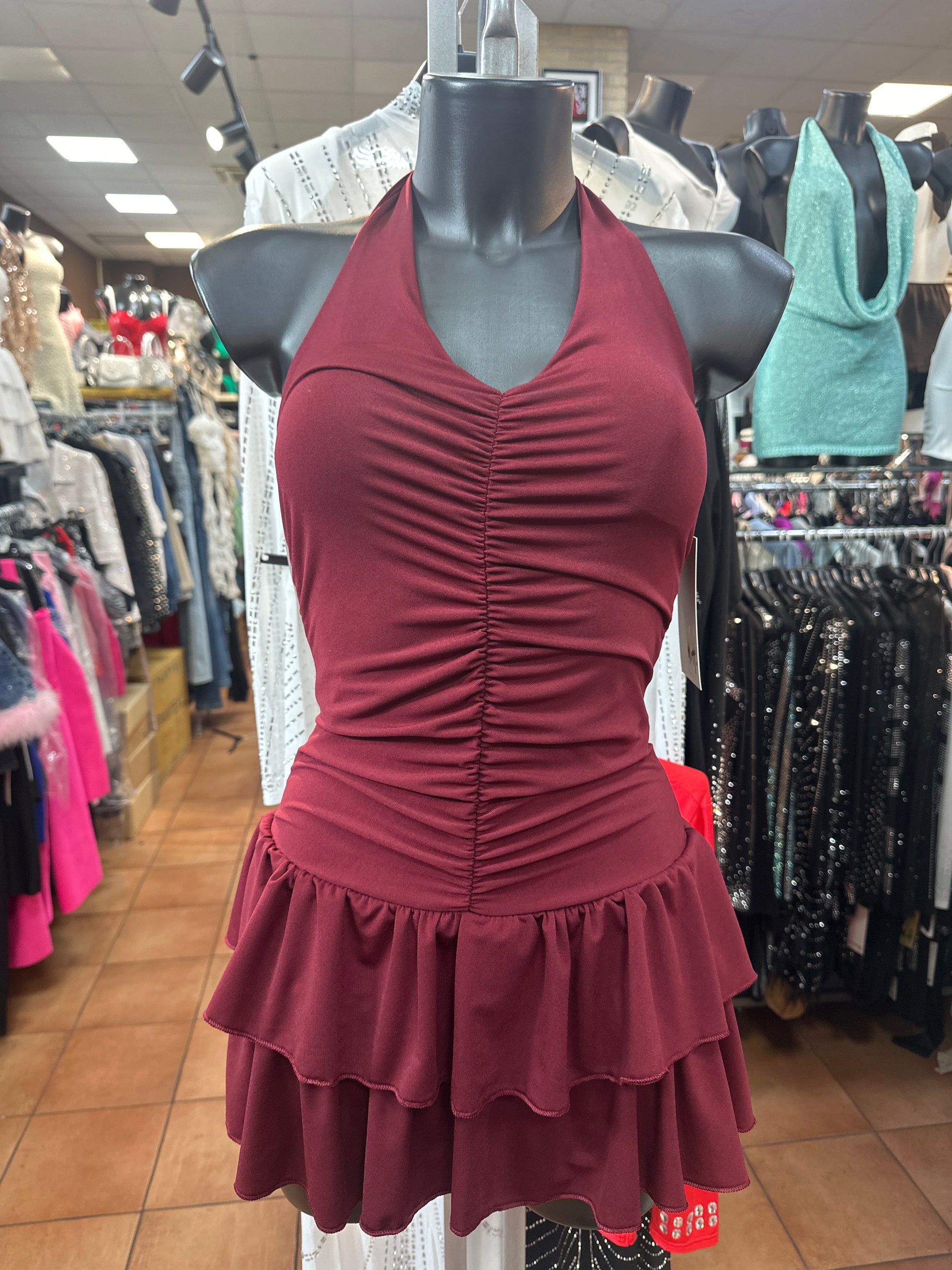 Vestito corto con arricciatura anteriore con dentro pantaloncini | taglia unica