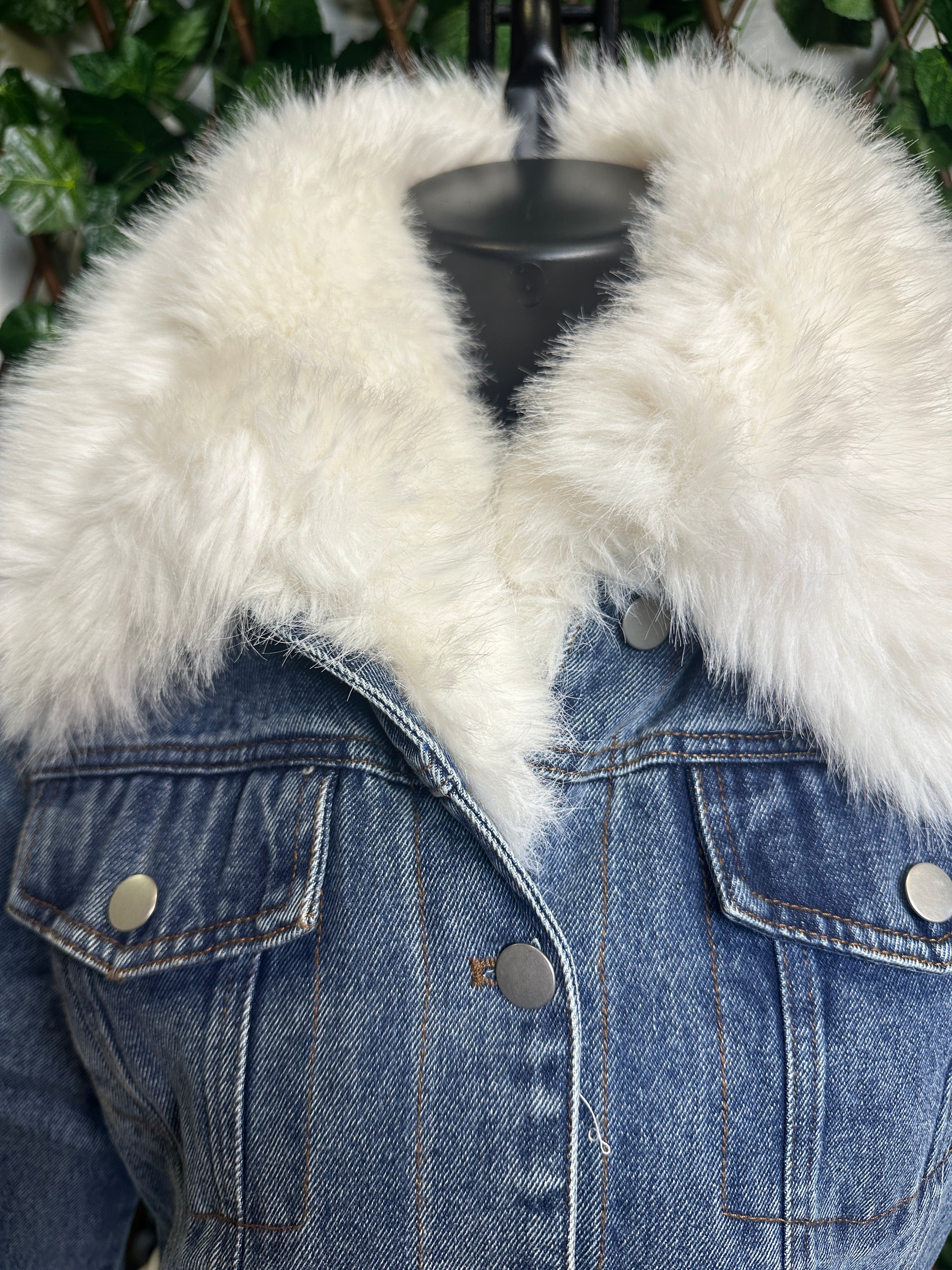 Giacca di jeans con pelliccia