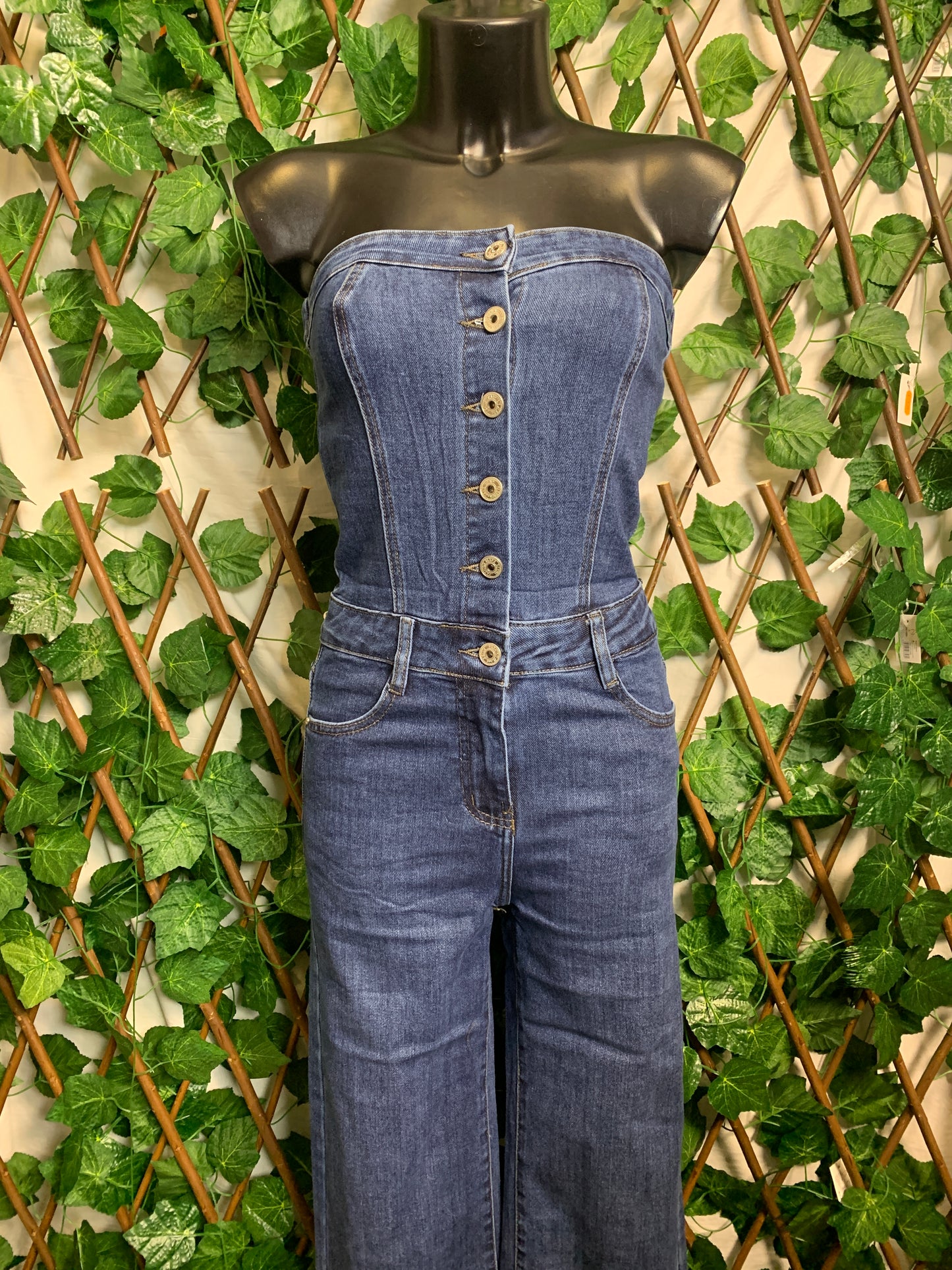 Bandeau denim overalls