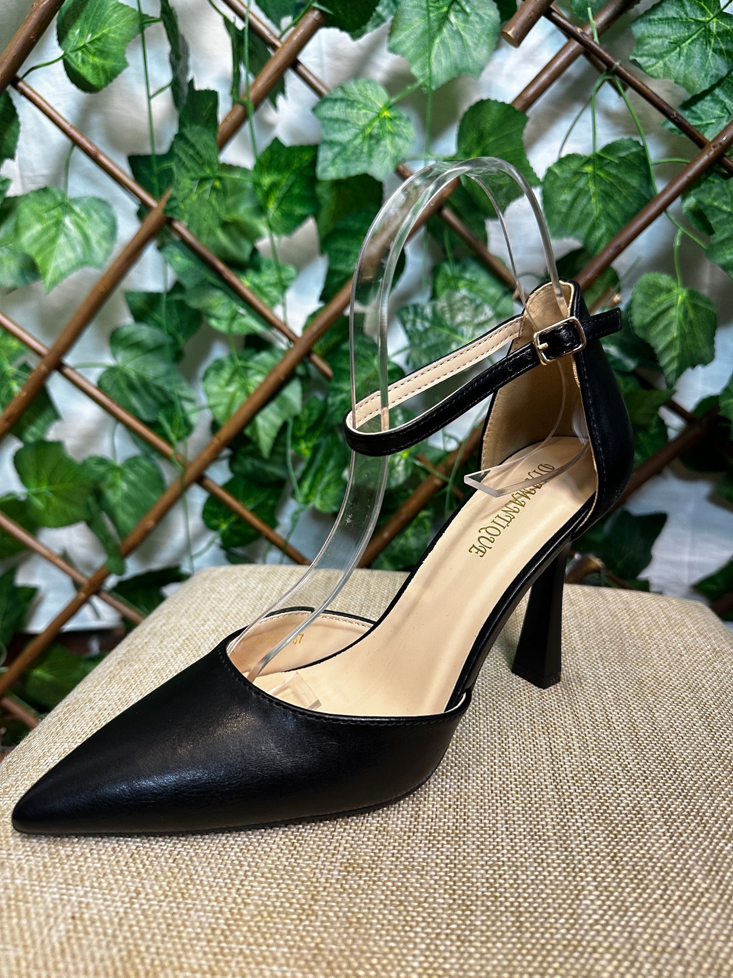 Matte heels with strap (4.5 inch heel)