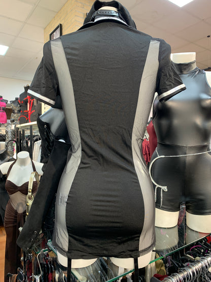 🖤 Completo costume “Police” con inserti trasparenti – ARRESTO GARANTITO